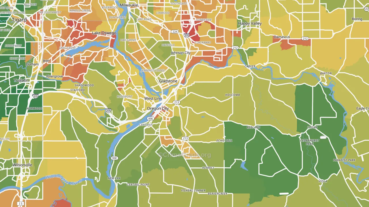 Clackamas County, OR Map of Drug-Related Crime Rates