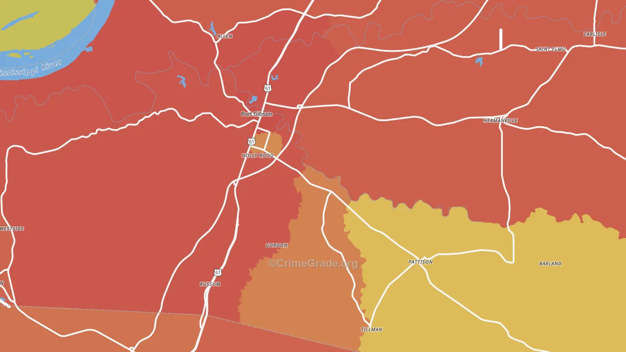 Claiborne County, MS Map of Drug-Related Crime Rates