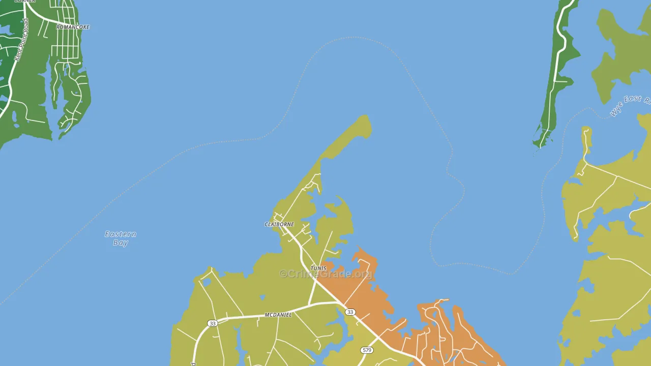 Claiborne, MD Map of Drug-Related Crime Rates
