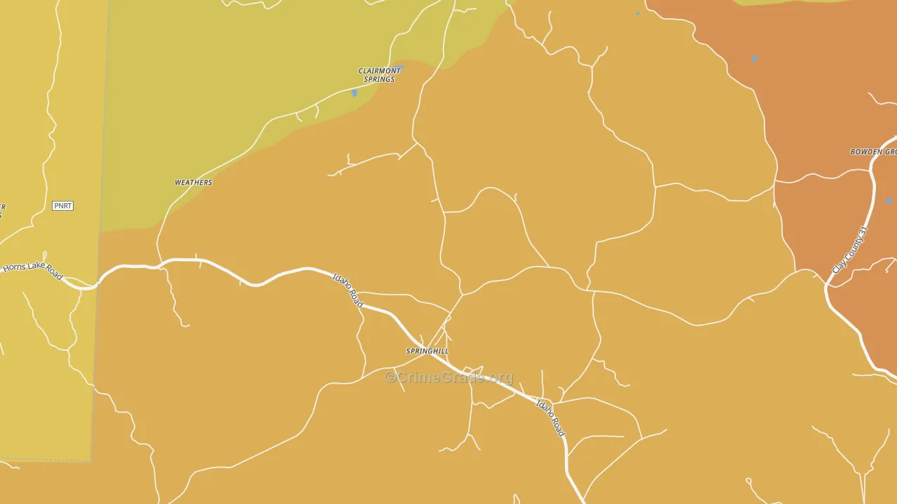 Clairmont Springs, AL Map of Drug-Related Crime Rates