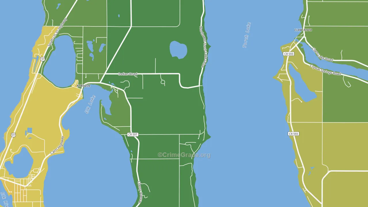 Clam River, MI Map of Drug-Related Crime Rates