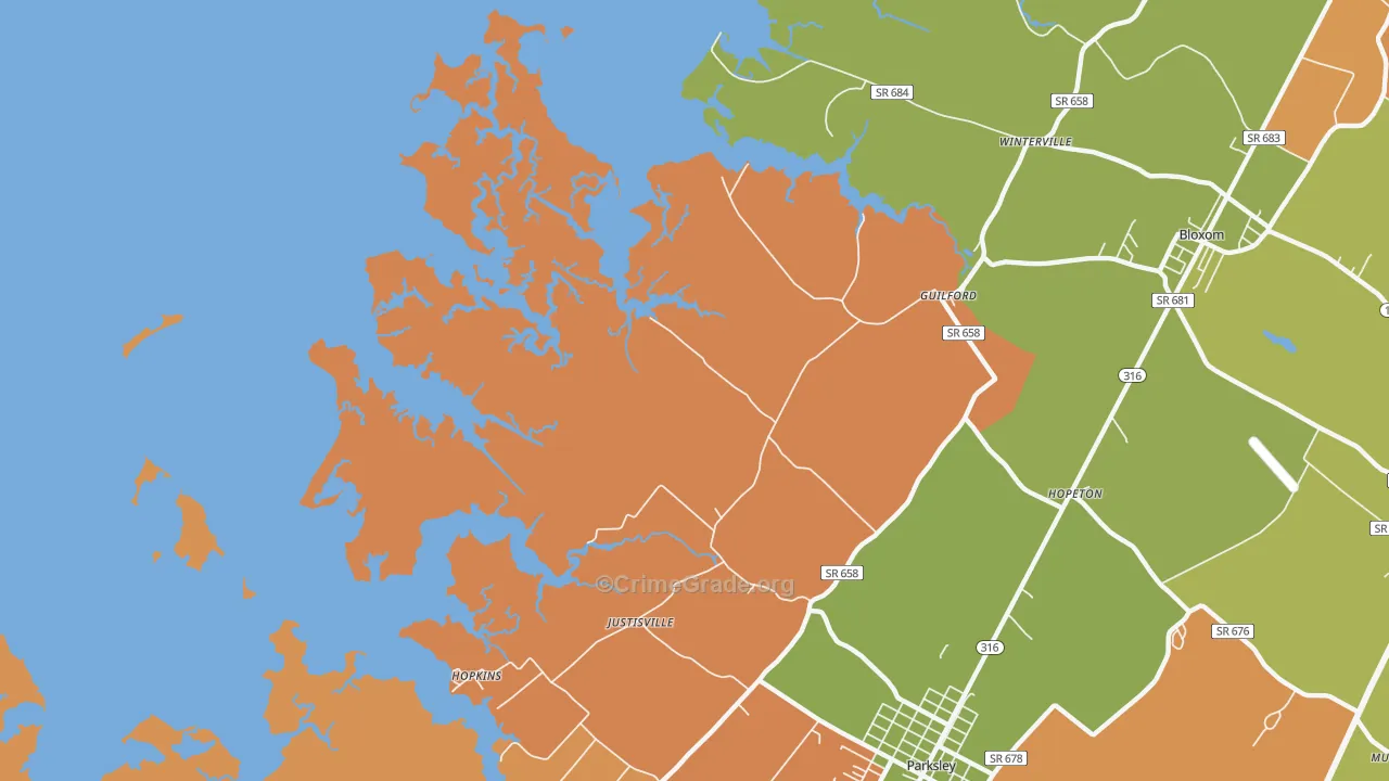 Clam, VA Map of Drug-Related Crime Rates