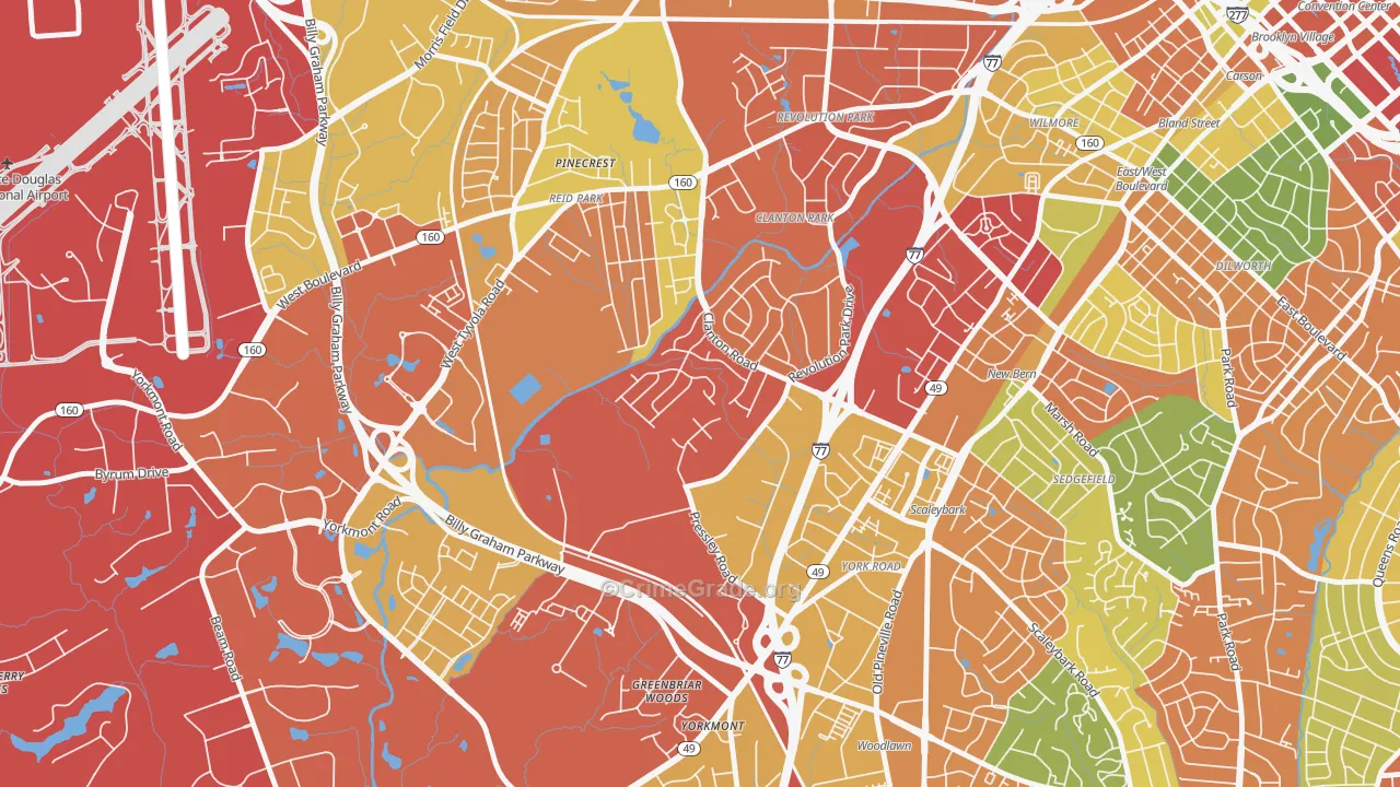 Clanton Park-Roseland, Charlotte, NC Map of Drug-Related Crime Rates