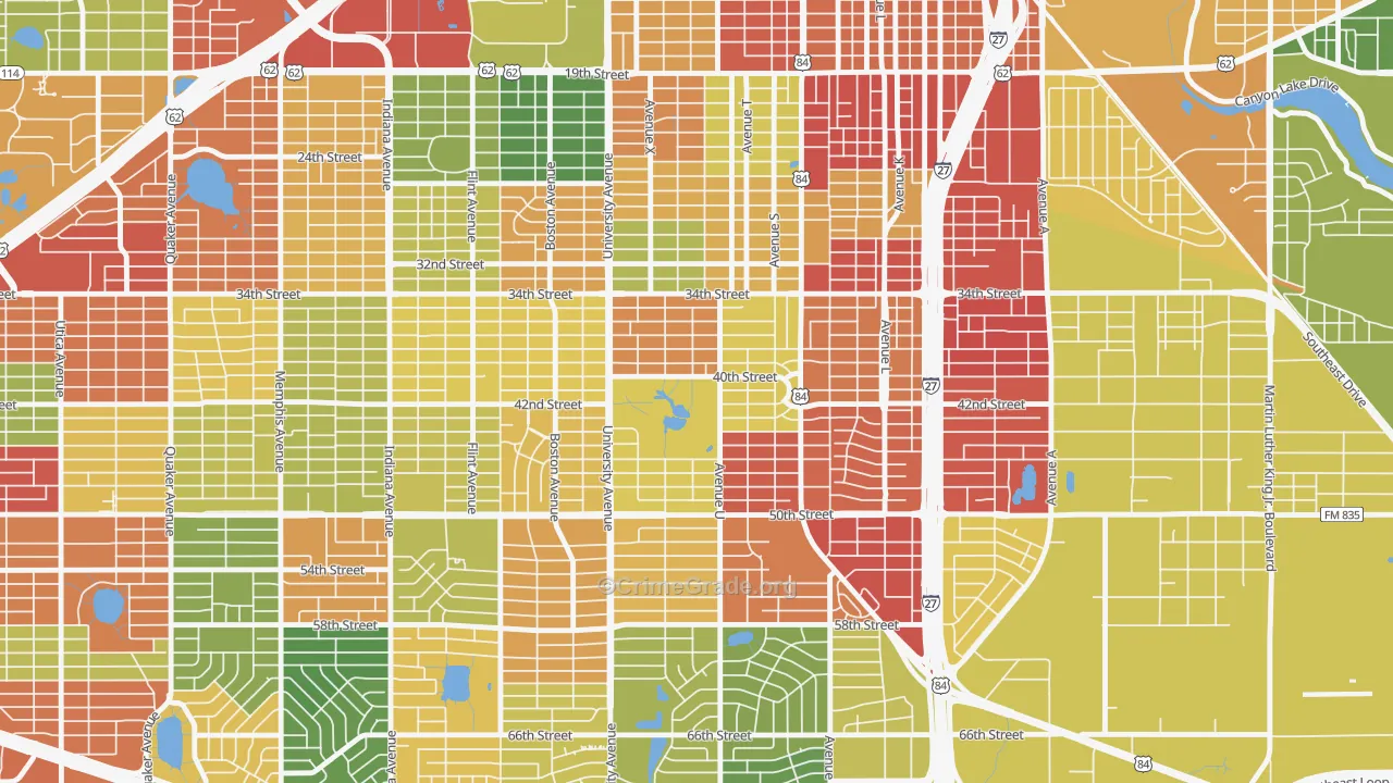 Clapp Park, Lubbock, TX Map of Drug-Related Crime Rates