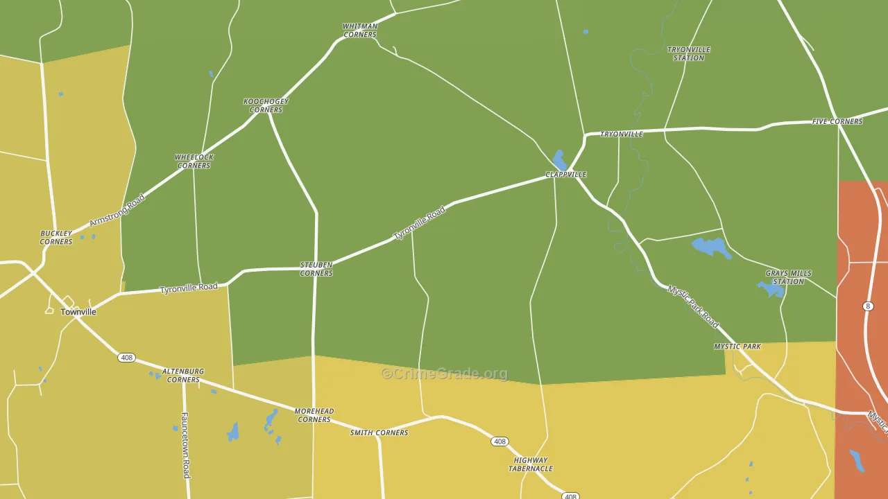 Clappville, PA Map of Drug-Related Crime Rates