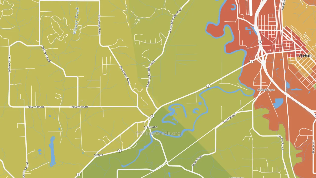 Claquato, WA Map of Drug-Related Crime Rates