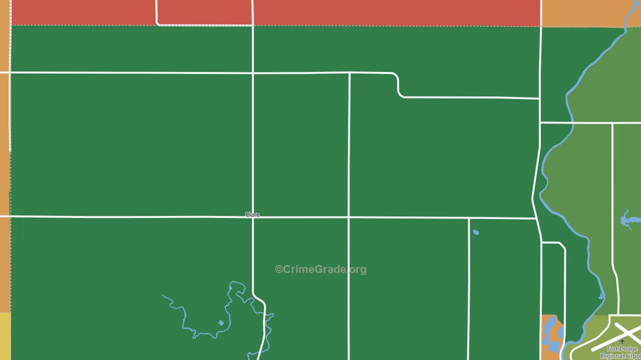 Clare, IA Map of Drug-Related Crime Rates