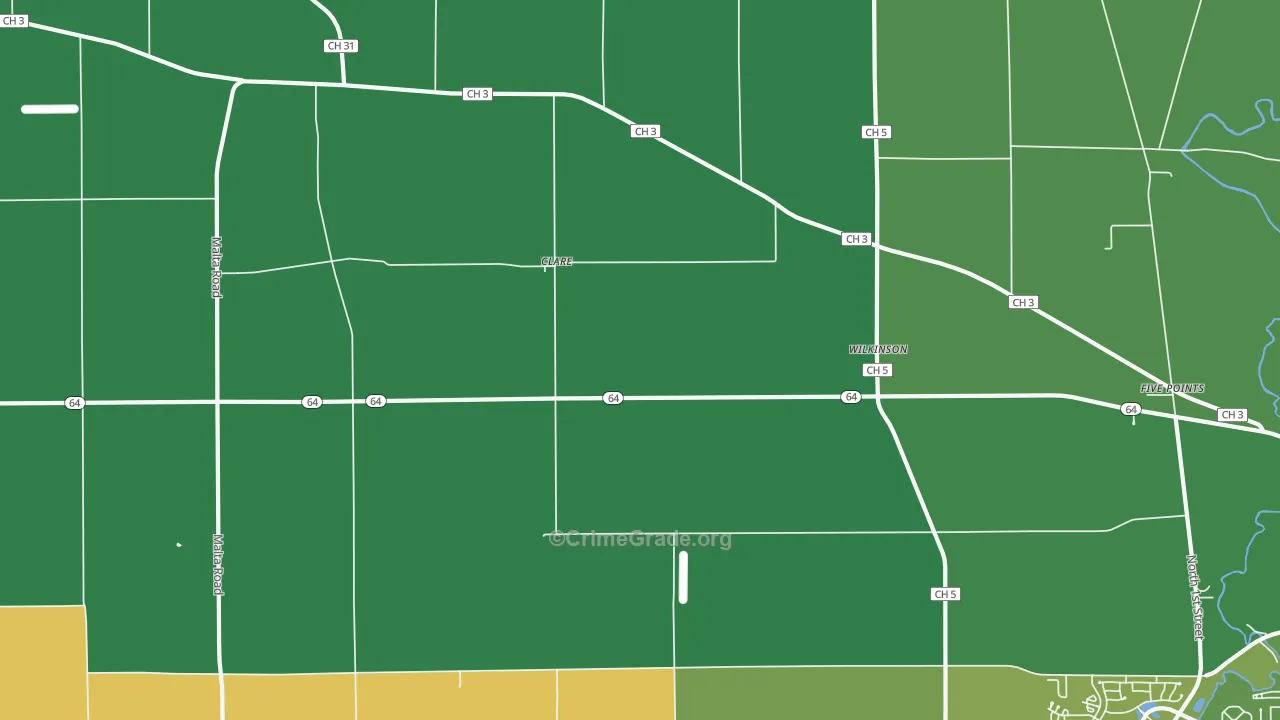 Clare, IL Map of Drug-Related Crime Rates