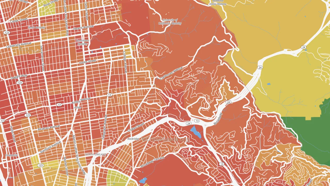 Claremont, Berkeley, CA Map of Drug-Related Crime Rates