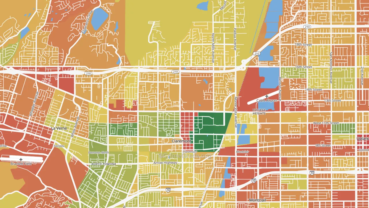 Claremont, CA Map of Drug-Related Crime Rates