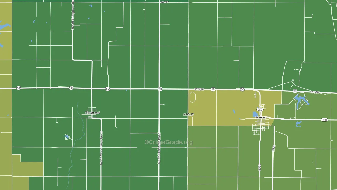 Claremont, IL Map of Drug-Related Crime Rates
