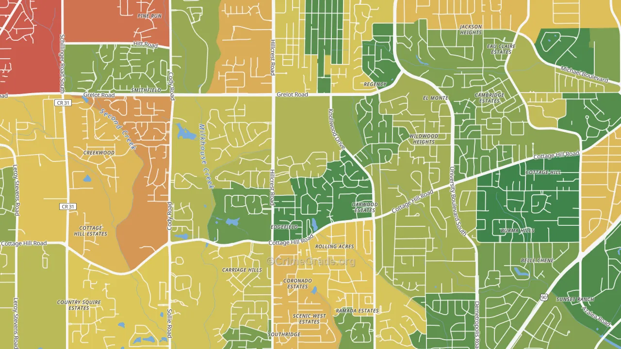 Claremont, Mobile, AL Map of Drug-Related Crime Rates