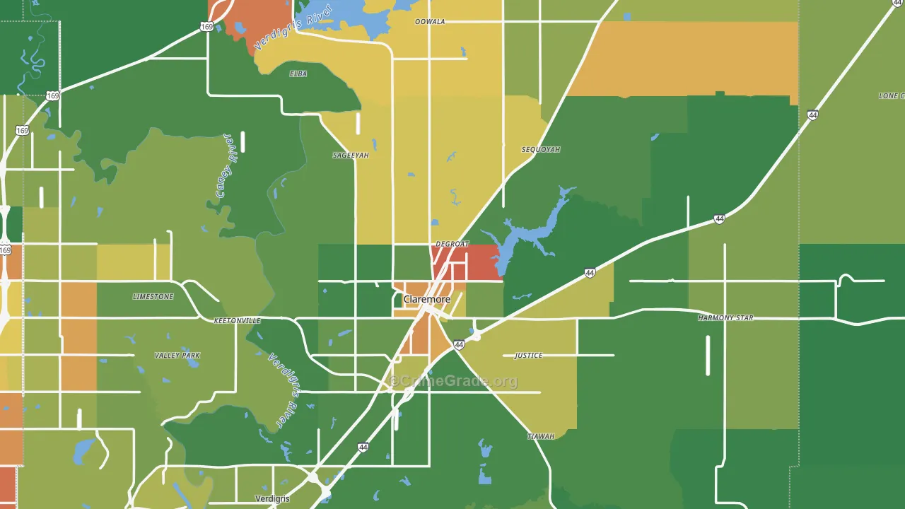 Claremore, OK Map of Drug-Related Crime Rates
