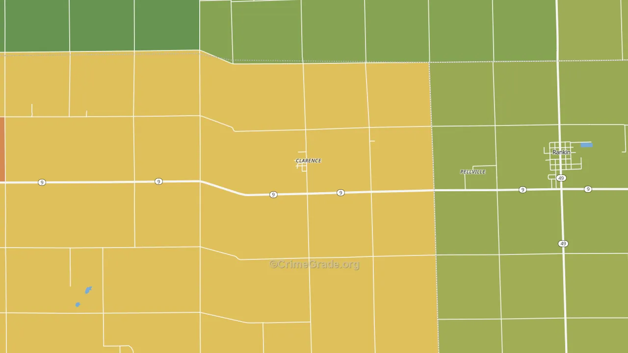Clarence, IL Map of Drug-Related Crime Rates