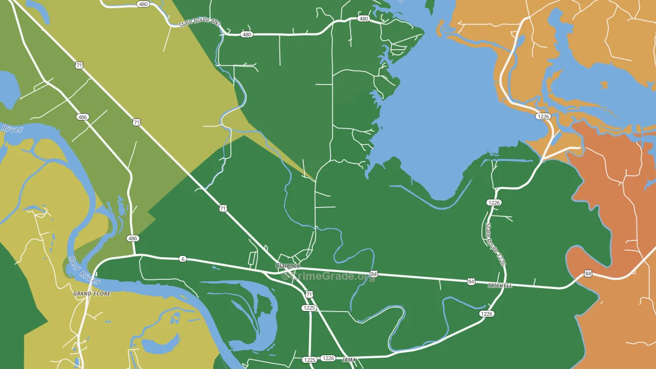 Clarence, LA Map of Drug-Related Crime Rates