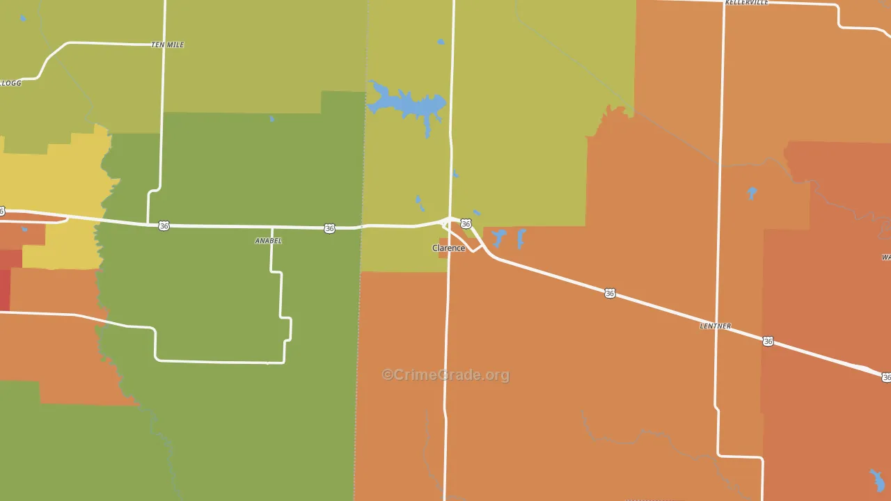 Clarence, MO Map of Drug-Related Crime Rates