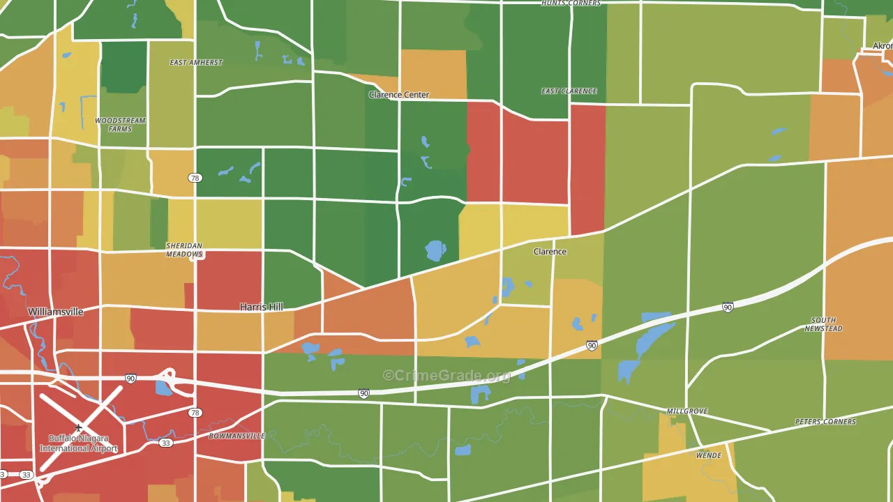 Clarence, NY Map of Drug-Related Crime Rates