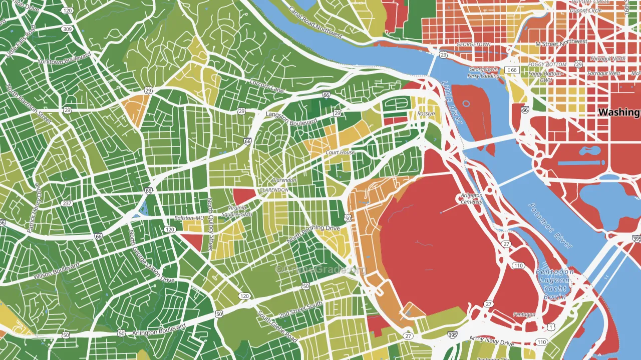 Clarendon, Arlington, VA Map of Drug-Related Crime Rates