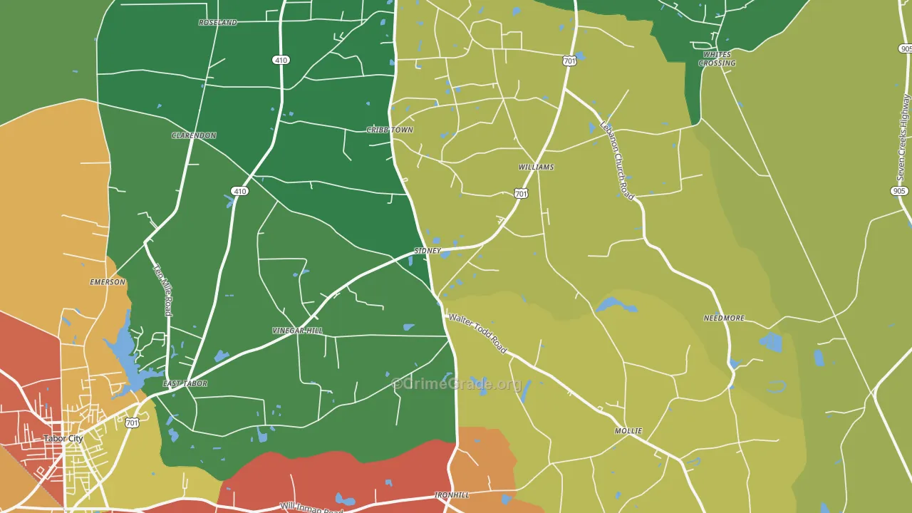 Clarendon, NC Map of Drug-Related Crime Rates