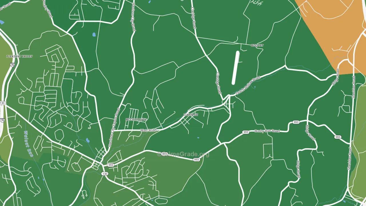 Claridge, PA Map of Drug-Related Crime Rates