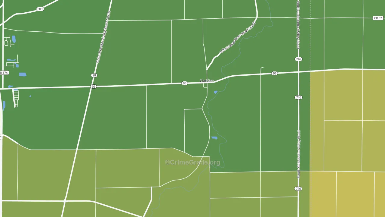 Claridon, OH Map of Drug-Related Crime Rates