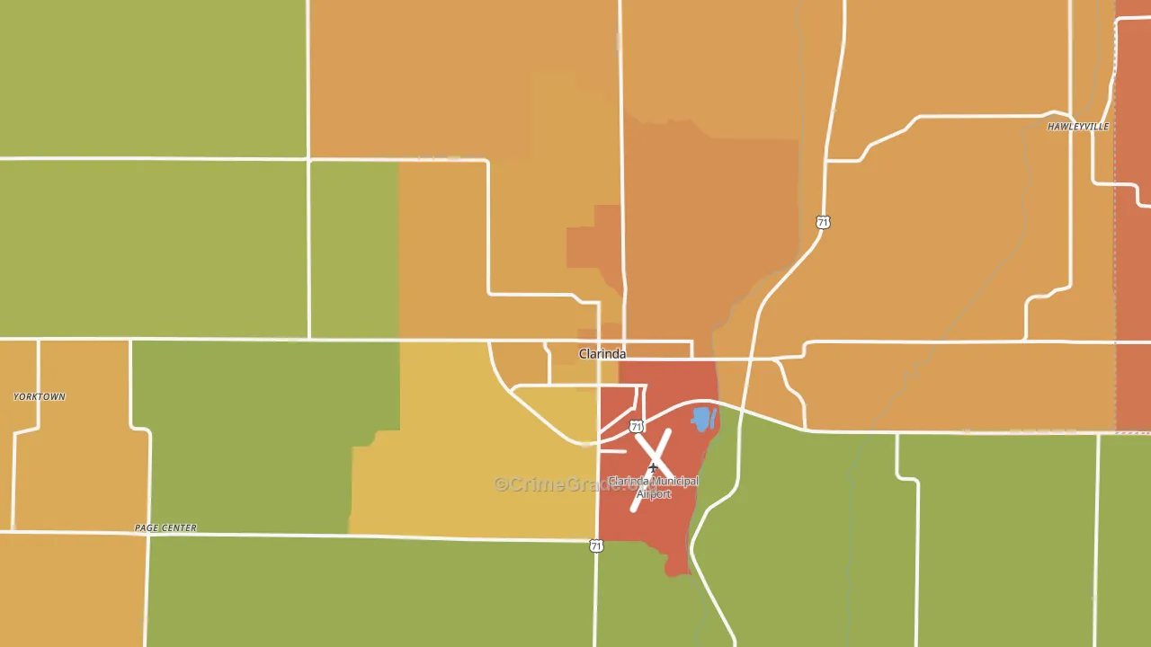 Clarinda, IA Map of Drug-Related Crime Rates