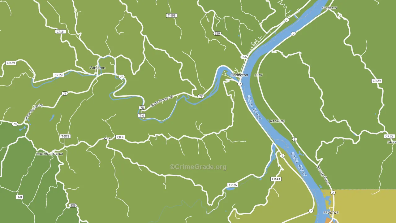 Clarington, OH Map of Drug-Related Crime Rates