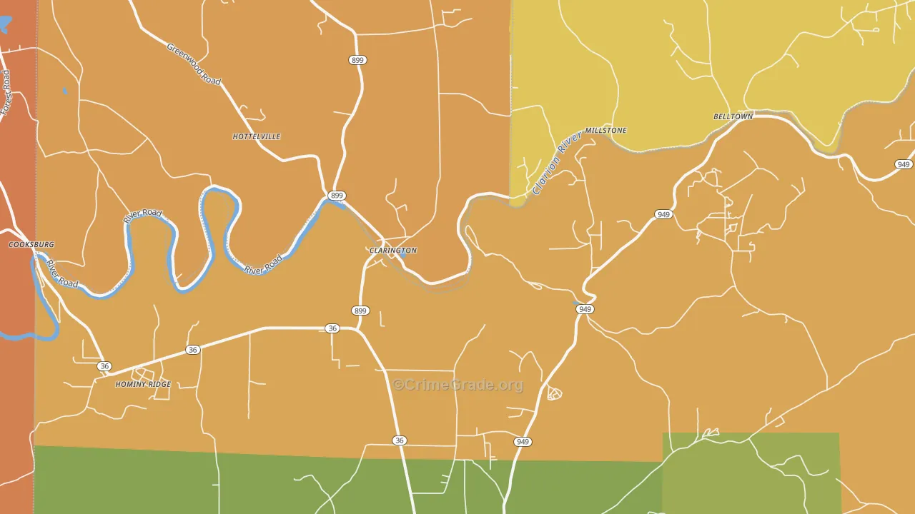 Clarington, PA Map of Drug-Related Crime Rates