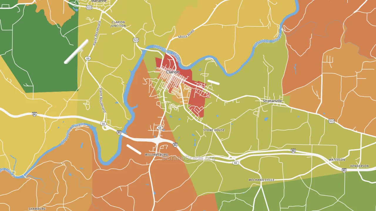 Clarion, PA Map of Drug-Related Crime Rates
