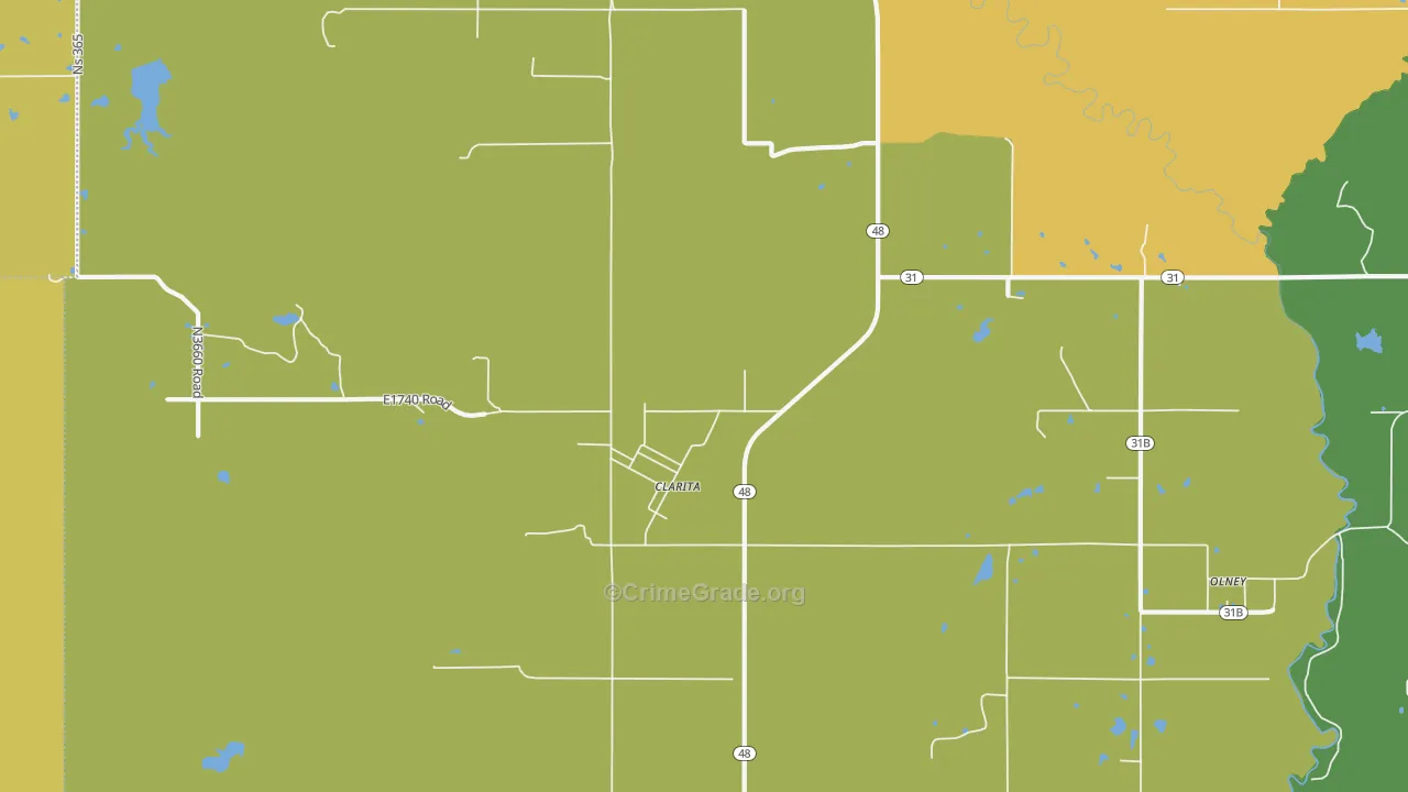 Clarita, OK Map of Drug-Related Crime Rates