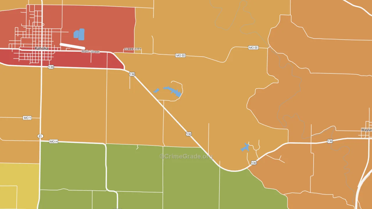 Clark City, MO Map of Drug-Related Crime Rates
