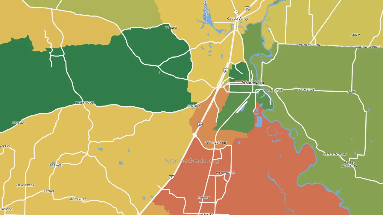 Clark County, AR Map of Drug-Related Crime Rates