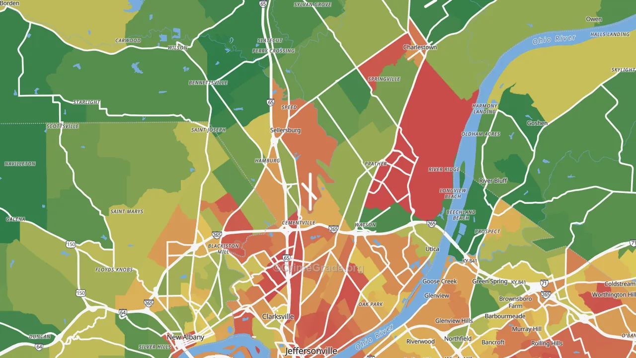 Clark County, IN Map of Drug-Related Crime Rates