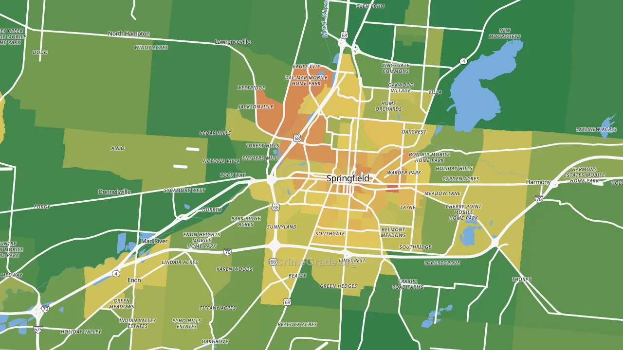 Clark County, OH Map of Drug-Related Crime Rates