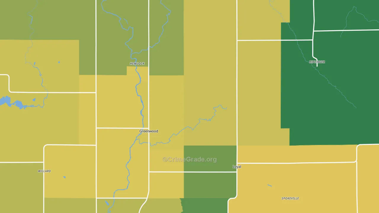 Clark County, WI Map of Drug-Related Crime Rates
