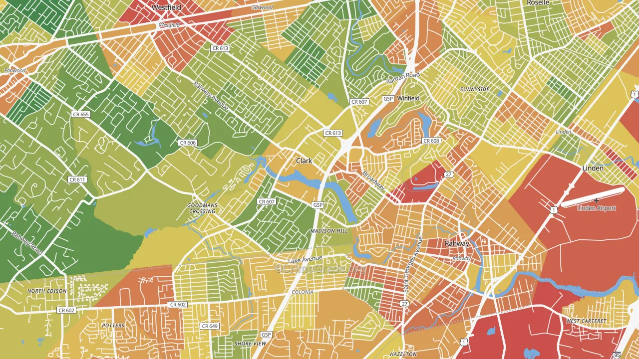 Clark, NJ Map of Drug-Related Crime Rates