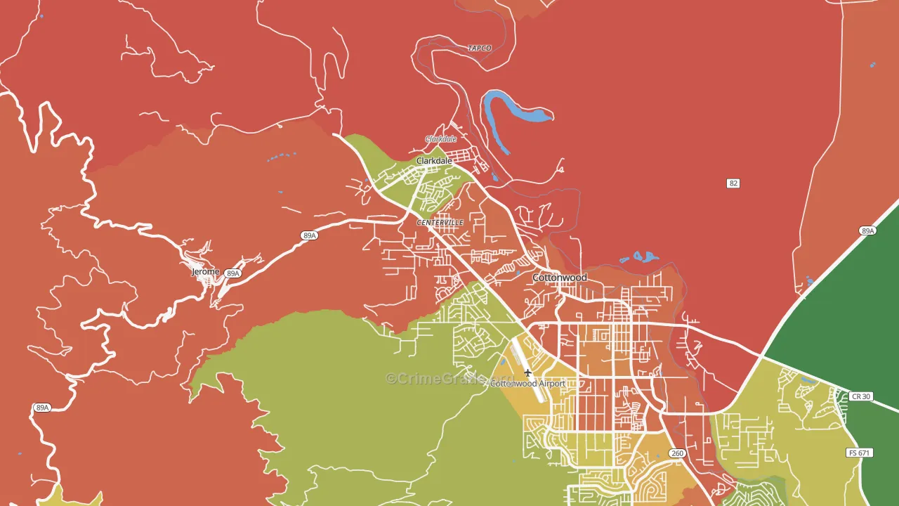 Clarkdale, AZ Map of Drug-Related Crime Rates