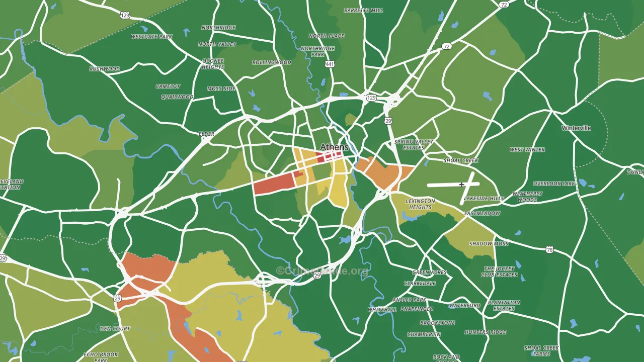 Clarke County, GA Map of Drug-Related Crime Rates