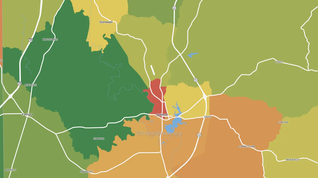 Clarke County, MS Map of Drug-Related Crime Rates