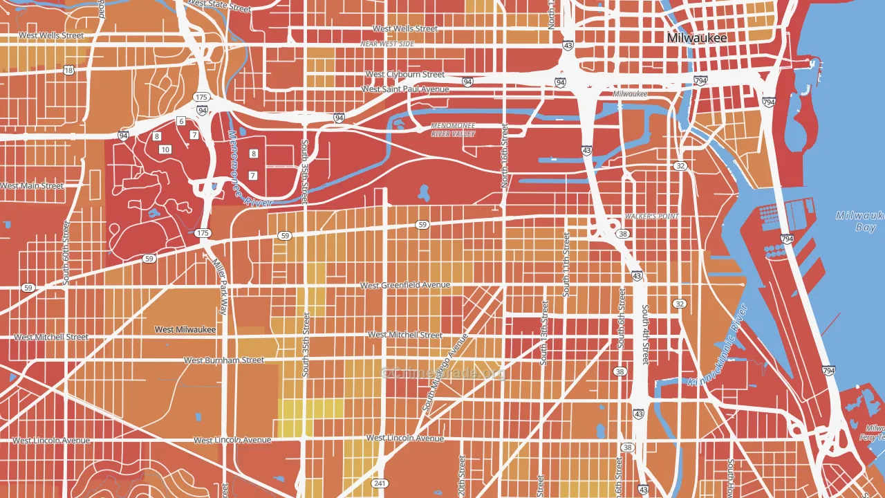 Clarke Square, Milwaukee, WI Map of Drug-Related Crime Rates