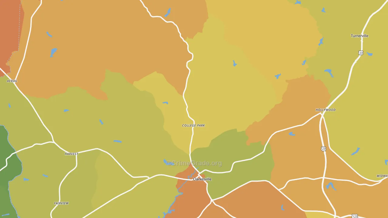 Clarkesville, GA Map of Drug-Related Crime Rates