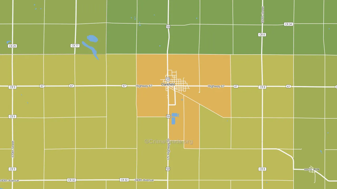 Clarkfield, MN Map of Drug-Related Crime Rates