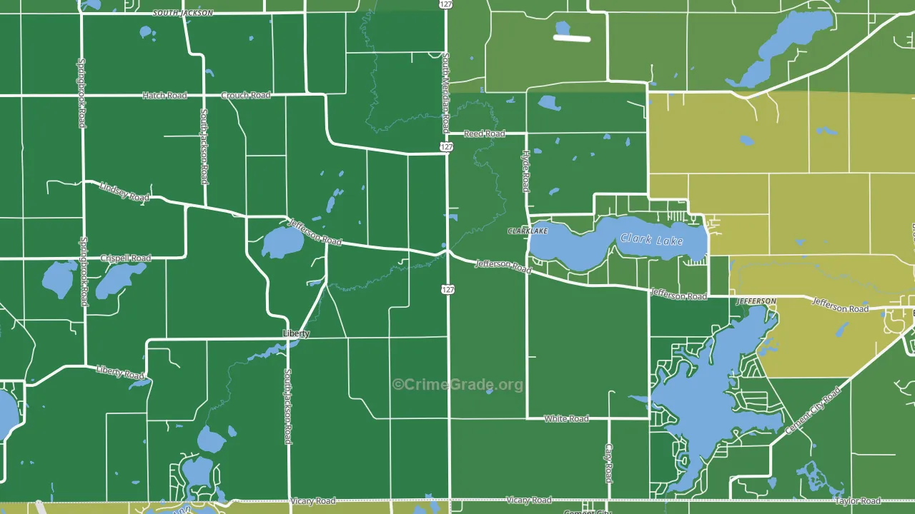 Clarklake, MI Map of Drug-Related Crime Rates