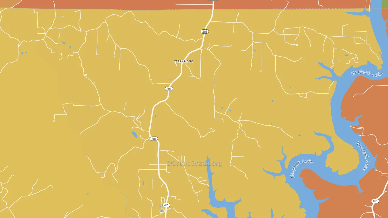 Clarkridge, AR Map of Drug-Related Crime Rates
