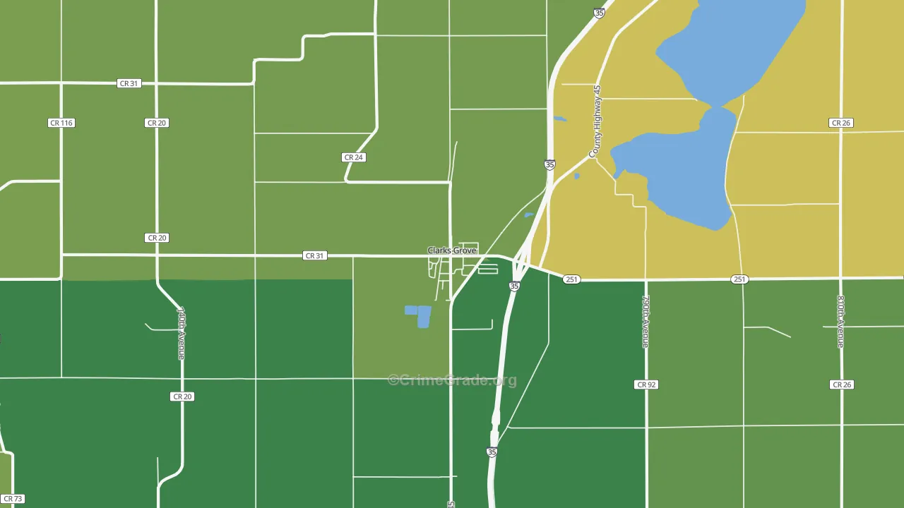 Clarks Grove, MN Map of Drug-Related Crime Rates