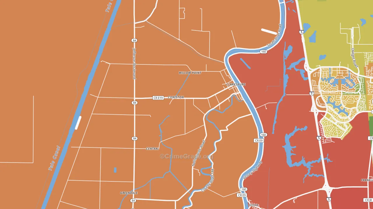 Clarksburg, CA Map of Drug-Related Crime Rates