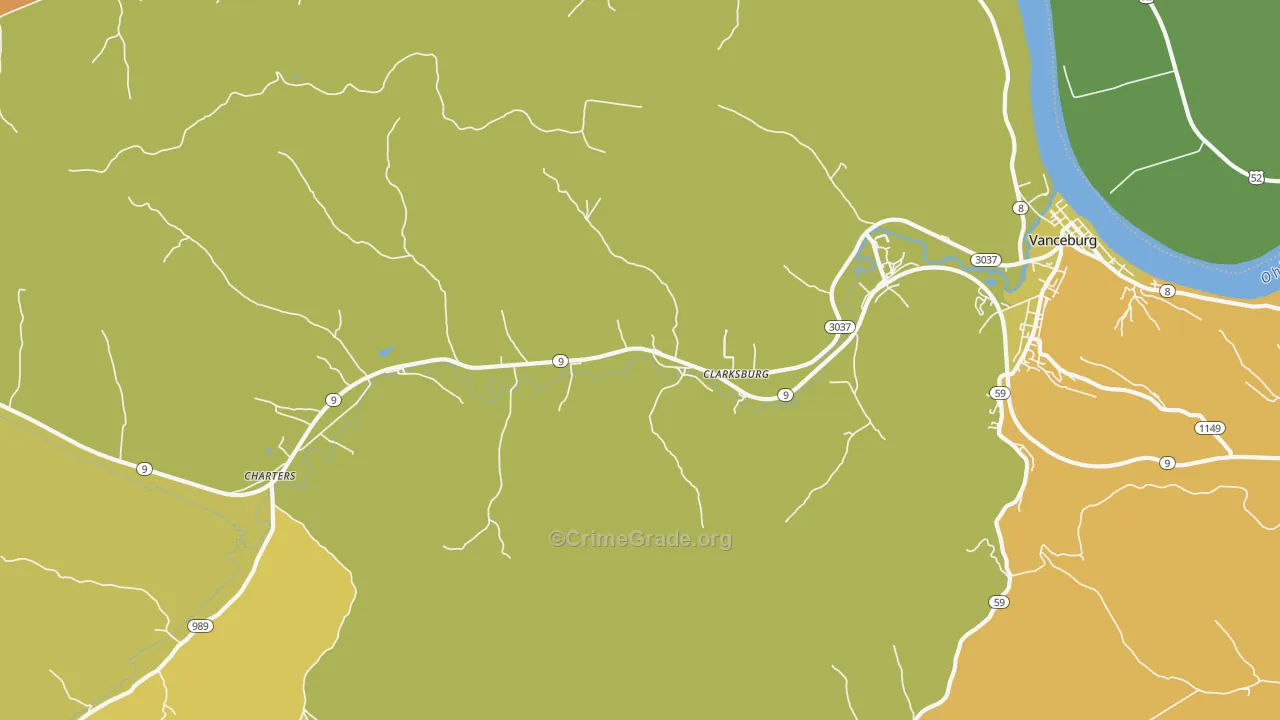 Clarksburg, KY Map of Drug-Related Crime Rates
