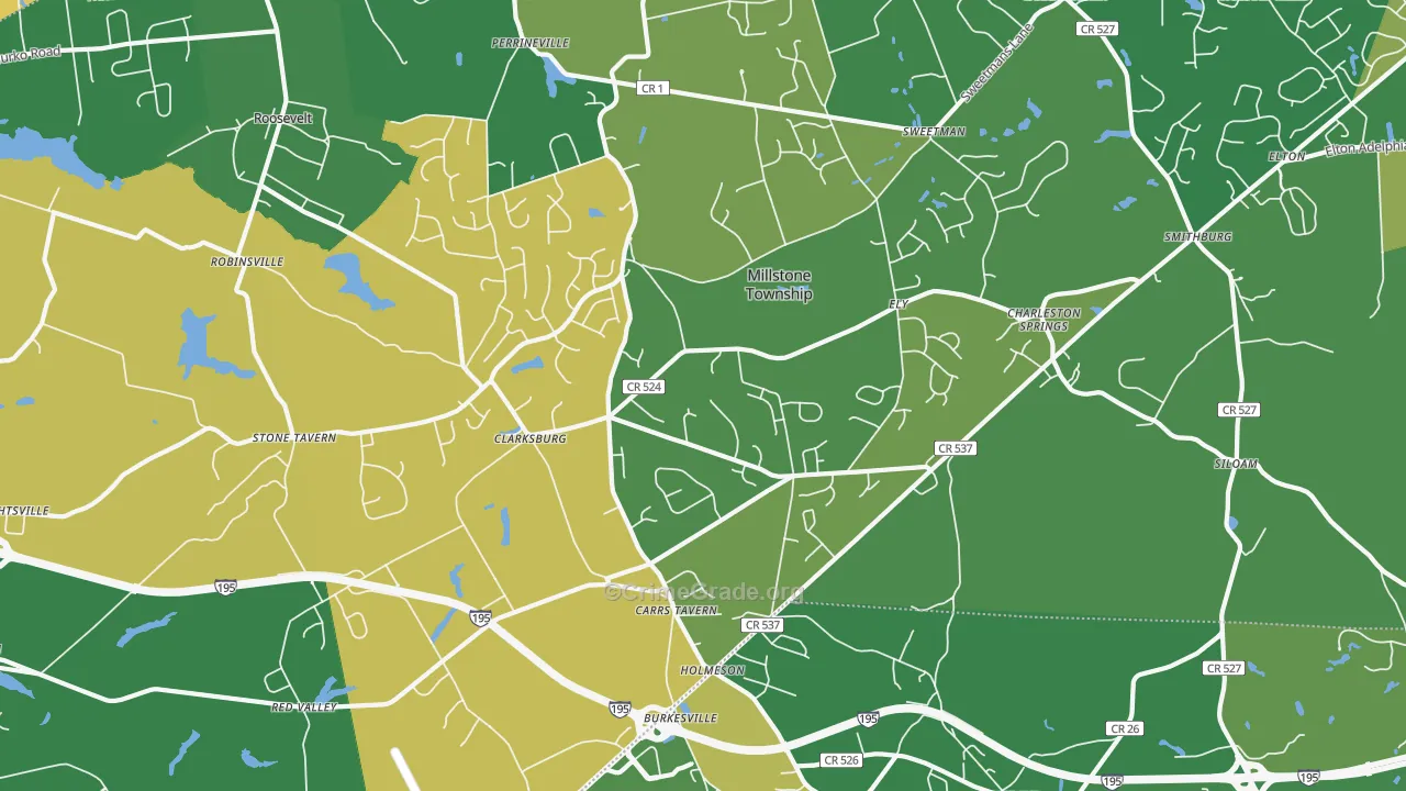 Clarksburg, NJ Map of Drug-Related Crime Rates
