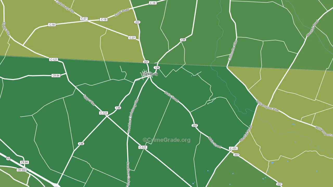 Clarksburg, OH Map of Drug-Related Crime Rates