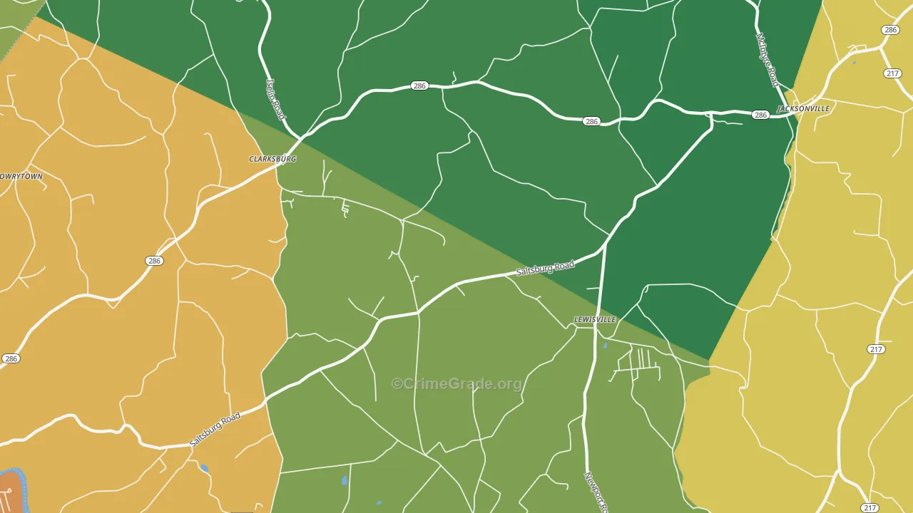 Clarksburg, PA Map of Drug-Related Crime Rates